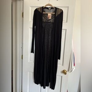 NWT Urban Outfitters Black Sheer Duster with Metallic Beading Detail. Medium